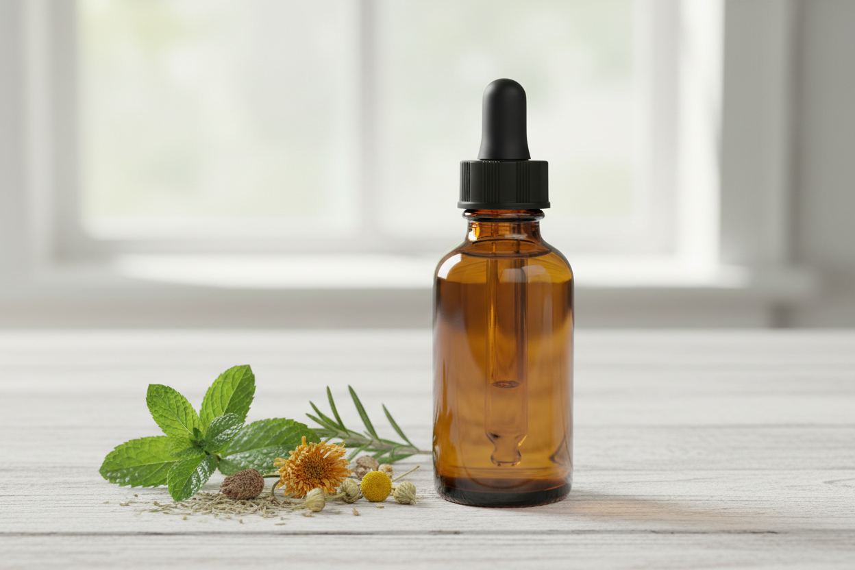 4 oz Boston round bottle with herbal tincture